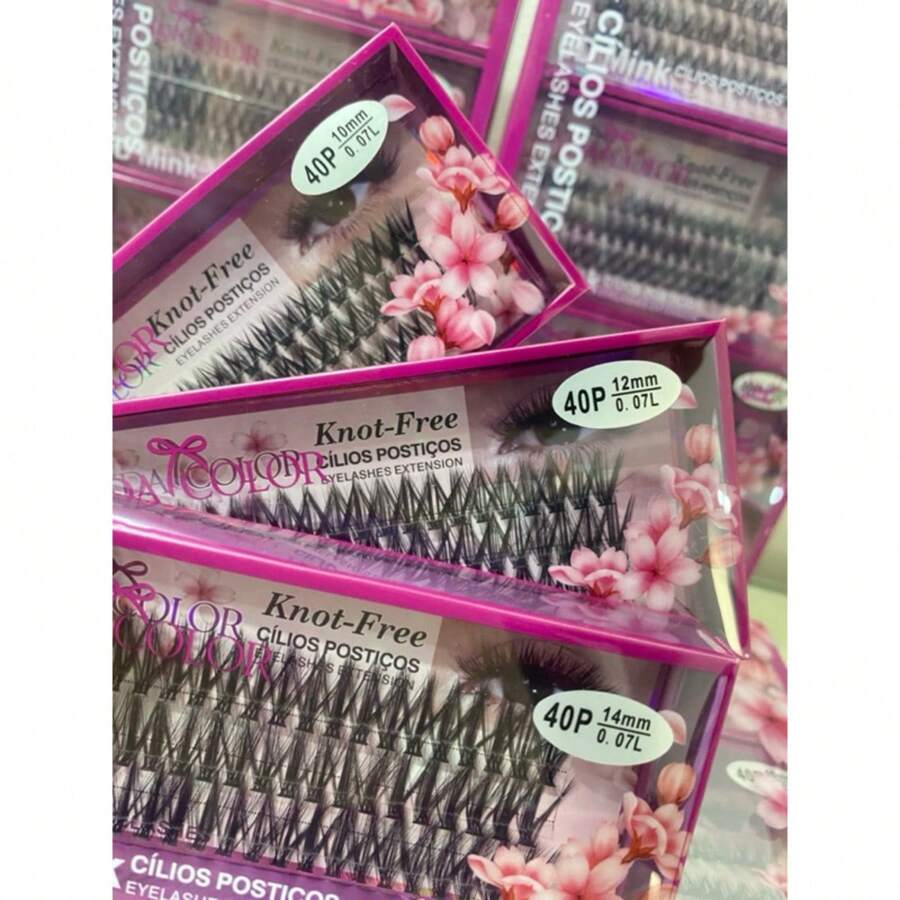Tufos Fada Color 40 pelos para extensão de cílios  curvatura L efeito fox eyes ou raposa