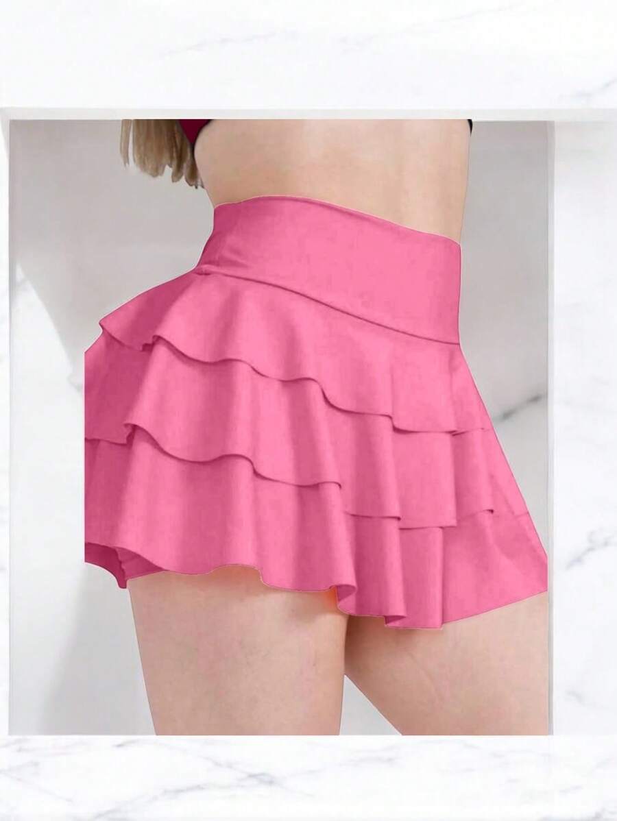 Falda Short con Olán. - Rosa - Ver 1