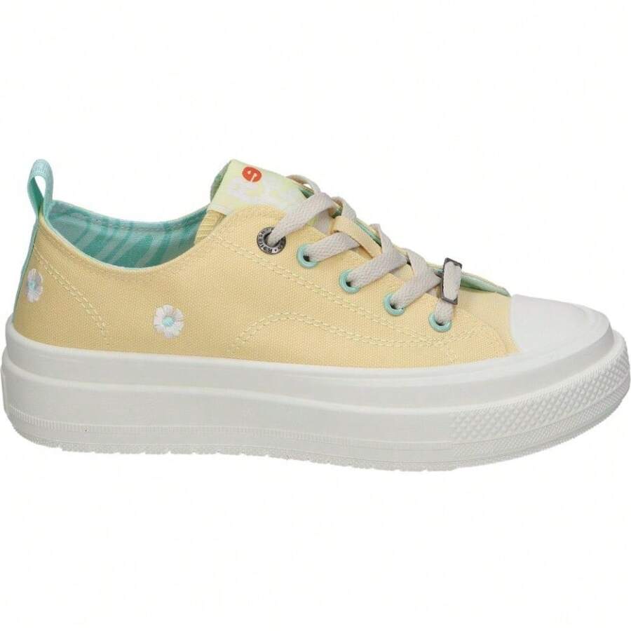 REFRESH | Sneakers basse Refresh per la moda giovane – Sneakers con plateau di medio peso e dettagli floreali – Sneakers con lacci e cerniera – Casual – Vegane – Modello 172562 - Giallo - Visualizzare 1