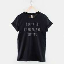 Cat Pizza Tshirt - Motivated By Pizza And Kittens T Shirt - Kitten Cat Mom T-Shirt Gift