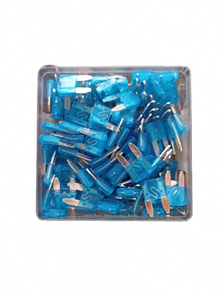 Set Of Mini Blade Fuses For Cars, Motorcycles And Trucks, 100 Pieces - Blue - View 1