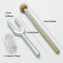 Vox Angeli 1 套 4096C Hz 音叉，用于治疗的水晶，配有木锤和柔软的储物袋铃铛，有助于释放压力，实现深度放松，平静心灵，促进正能量激活频率石英晶体打开 - 銀色 - 查看 4