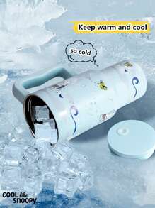 SNOOPY 1 件史努比 900ML 大容量真空保温水瓶，户外便携，女士不锈钢咖啡杯带吸管，30 盎司