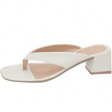 Women's Comfortable Casual Mid-Heel Toe Clogs - 白色 - 查看 3
