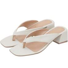 Women's Comfortable Casual Mid-Heel Toe Clogs - 白色 - 查看 1