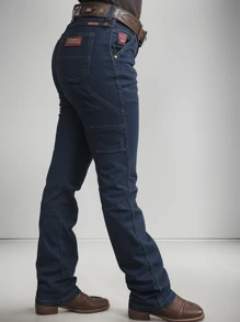 Women's Country Jeans Carpenter Cowboy Pants Os Boiadeiro - Màu xanh hải quân - Xem 2