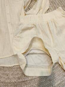 2pcs Shirt And Shorts Set - Apricot - View 2