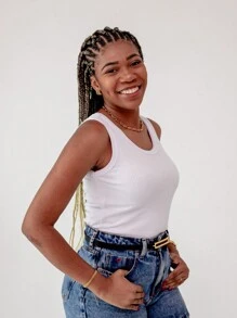 Women's Basic Ribbed Tank Top Ribana - Blanco - Ver 3