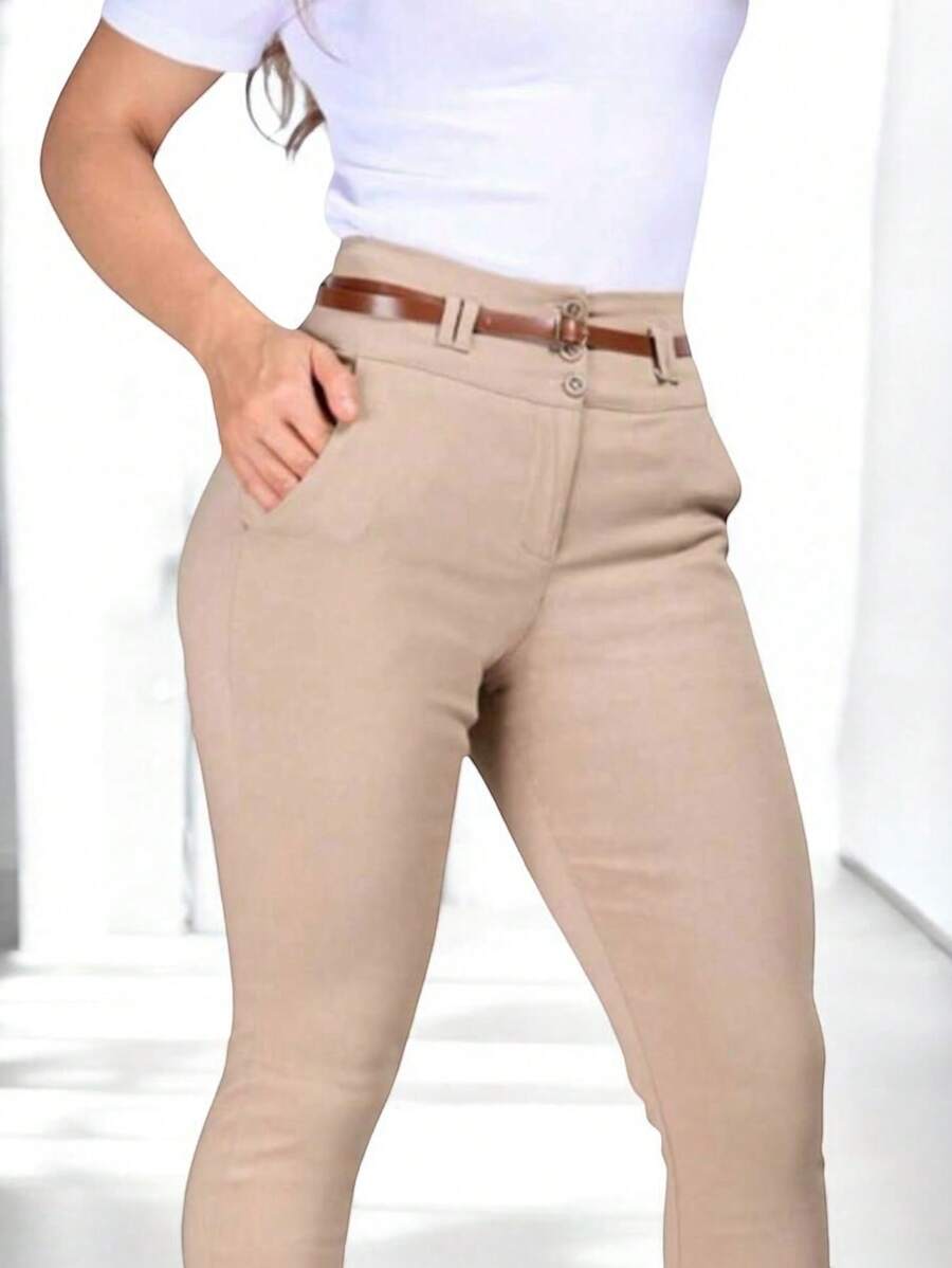 Pantalón Stretch Levanta Pompa. - Beis - Ver 1
