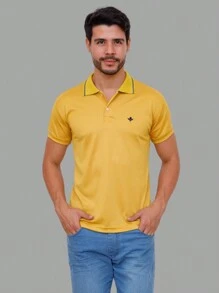 MEN'S POLO COLLAR SHIRT CASUAL BUTTON SLIM T-SHIRT PROMOTION - Mustard Yellow - View 5