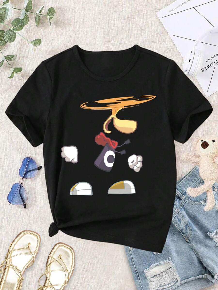 Valentine's Day Rayman World T-Shirt For Women Assassin's Creed Gaming Rayman Legends Rayman Origins Ubisoft - Black - View 1