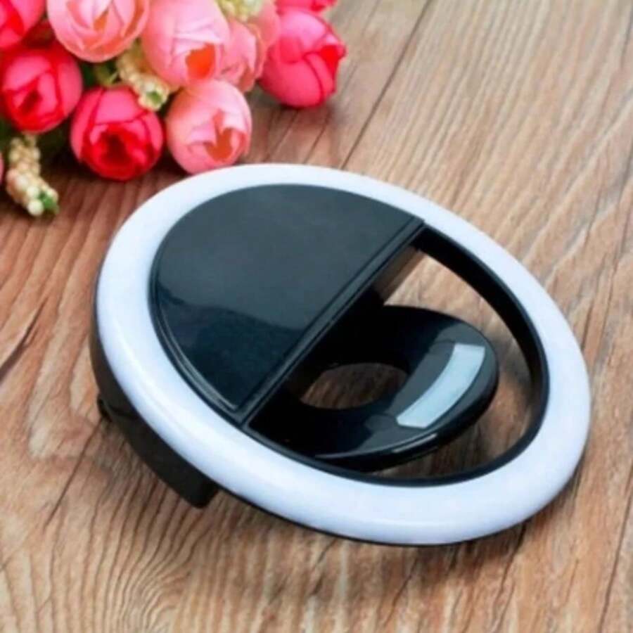 Portable Luminous Ring Mini Ring Light LED Selfie For Cell Phone With USB Cable Colors Sent Randomly - Black - View 1