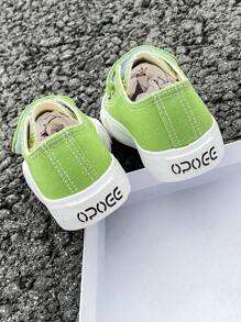 OPOEE White Fabric Shoes, Mid-Top Sneakers For Kids, Children Canvas Shoes, Korean Style Simple Casual Low-Top Lace-Up Athletic Shoes For Boys And Girls, Classic Low-Top Canvas Shoes, Casual Sports Skateboard Shoes For Children - Green - View 6