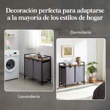 Cesto de Lavandería Lifewit de 3 Secciones, 120 L con Estante y Bolsas Extraíbles, Clasificador para Cuarto de Lavado, Dormitorio, Baño, o Dormitorio en Negro - Gris - Ver 7