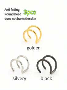 1/2/3/5 piezas de joyas de aro de acero inoxidable para oreja falsa, pendientes de clip, aro de labio falso sin perforación, pendientes falsos de clip de oreja que no requieren perforación, para labio falso, septum, nuevo aro de labio sin necesidad de perforación, adecuado para uso diario para hombres y mujeres