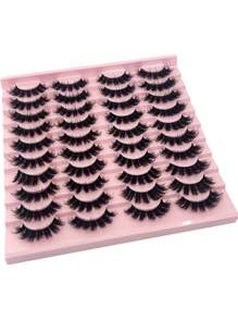 20 对 3D 貂皮睫毛，蓬松自然假睫毛条状睫毛，睫毛，睫毛，假睫毛 - 黑色 - 查看 4