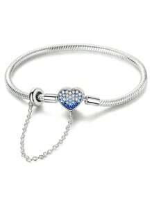 Exquisite Super Flash Zirconia Sterling Silver Snake Bone Chain Basic Chain DIY Bracelet Hand Rope Beaded Accessories - Gradual Blue Bracelet DIY - View 10