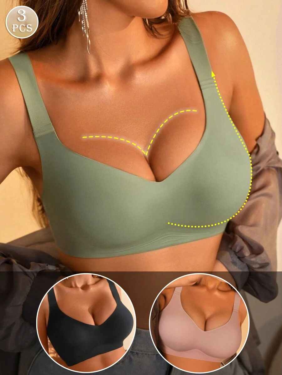 3pcs Soft Comfortable Wireless Bra