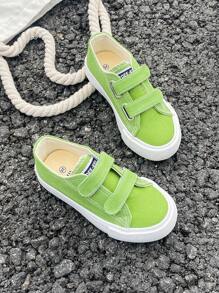 OPOEE White Fabric Shoes, Mid-Top Sneakers For Kids, Children Canvas Shoes, Korean Style Simple Casual Low-Top Lace-Up Athletic Shoes For Boys And Girls, Classic Low-Top Canvas Shoes, Casual Sports Skateboard Shoes For Children - Green - View 4