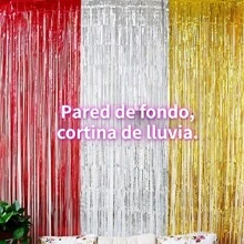 1pc 1*2m Colorful Striped Tassel Rain Curtain Wedding Party Background Birthday Party Valentine's Day New Year Outdoor Decoration Glitter Rain Curtain Thickened Atmosphere Decoration - 黑色 - 查看 1