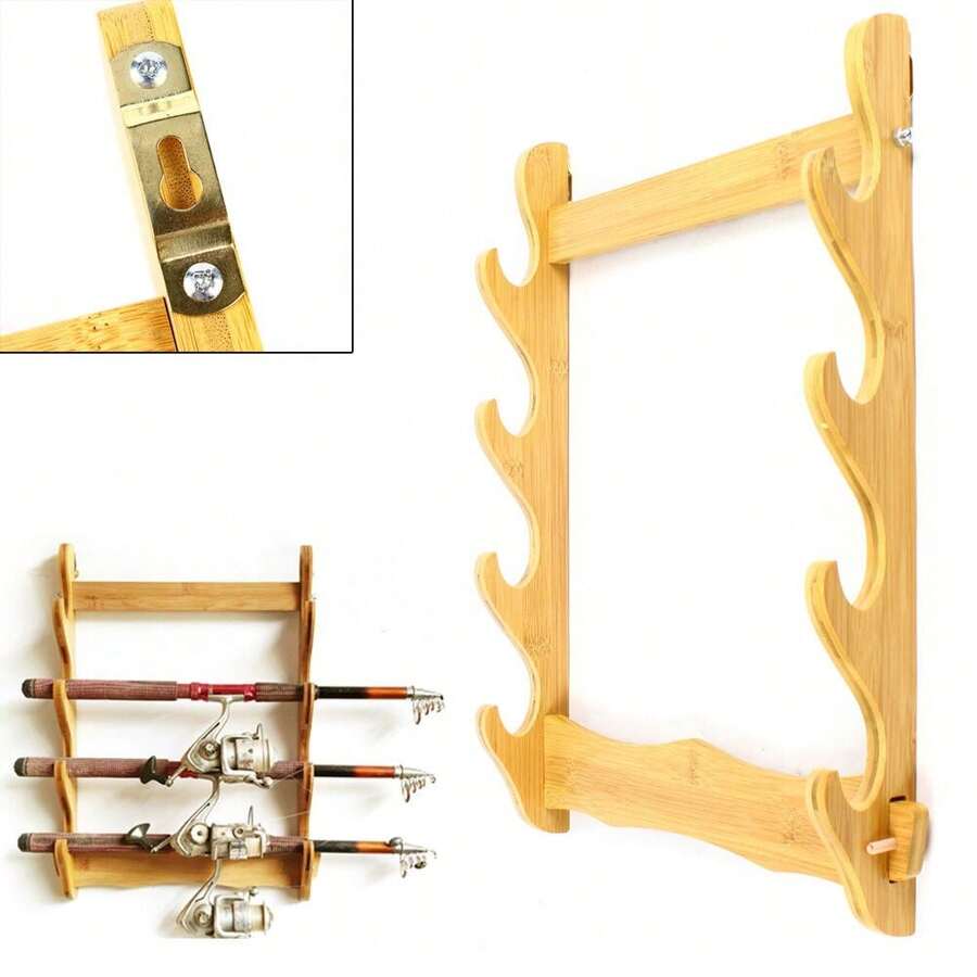Aohuada 4 Tiers Wall Mounted Samurai Sword Holder Katana Stand Flute Display Stand RackRoom Decor - Wood - View 1