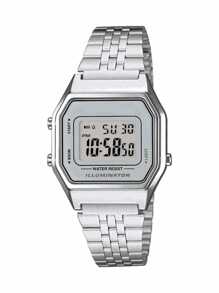 Relógio Feminino Retrô Digital Led Vintage Prata fundo Branco Moda WR