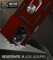 Evephones [3 en 1] Funda Uso Rudo Estilo Militar Camshield para modelos Redmi Poco Mi Case Estilo Moderno + Kit Micas Protectoras 9D Mica para Pantalla y Mica para Cámara de Cristal Templado Antirayaduras HD - Rojo - Ver 5