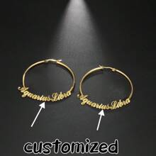 Brincos Personalizados de Aço Inoxidável com Nome, Brincos de Identificação de Monograma Inicial, Presente de Formatura para Melhores Amigas, Presente de Joias para Mulheres, Estilo Minimalista, Aço Inoxidável Banhado a Ouro 18K Personalizado com Detalhe de Coração, Estilo Boêmio Elegante, Adequado para Festa e Feriado, Todas as Estações - Presente de Joias Personalizado e Estiloso