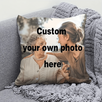 Customized Photo Printing Throw Pillow Cover - A Personalized Double-Sided Printed Pillow Cover, Can Print Custom Photos, Perfect Gift For Couples On Valentine's Day Or Wedding Anniversary. This Soft Plush-Filled Cushion Is Suitable For Various Room Types, Machine Washable, With Printed Design And Zipper Closure, Made Of Polyester Fabric.