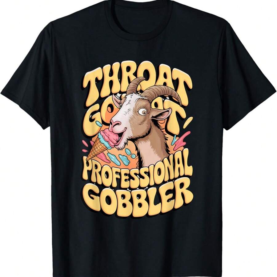 Embarrassing Shirt Throat Goat Inappropriate Adult Humor T-Shirt - Black - View 1