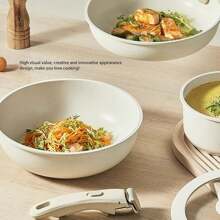 3-Piece Aluminum Ceramic Cookware Set - Black Or Beige - Kitchen - 米色 - 查看 6