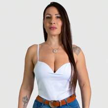 Swisz Kit 3 Women's Suplex Blouse Low-Cut Tank Top With Cup Summer Fashion