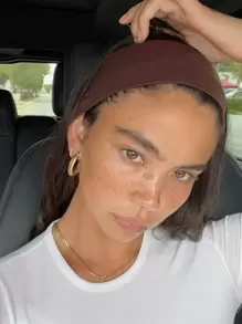 Gringa PREMIUM Ribbed Hair Band Elastic Ribbed Mesh Hair Accessories BLACK WHITE BROWN - Màu nâu Sô-cô-la - Xem 1