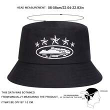1 Stück Männer Fünf-Sterne-Stickerei Fischerhut, Street Fashion Fischerhut, Lässig Sonnenhut geeignet für Frühling/Herbst Outdoor, Reise, Strand, Party. Männer Sonnenhut Sommerhut, geeignet für Sommeroutdoor-Aktivitäten wie Wandern und Angeln