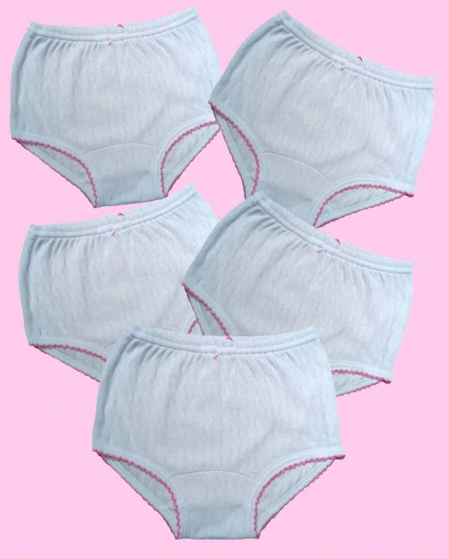 Pantaleta comoda de algodon para niña (docena) TALLA 10 - Blanco - Ver 1