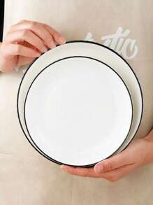 4 件陶瓷圆形餐碗，陶瓷家用盘子，圆形深餐具，适用于意大利面、沙拉、甜点、寿司 - 多功能厨房餐具套装，适用于用餐、家庭聚会、火锅、烧烤 - 、四季餐饮配件