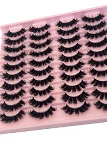 20 对 3D 貂皮睫毛，蓬松自然假睫毛条状睫毛，睫毛，睫毛，假睫毛 - 黑色 - 查看 6