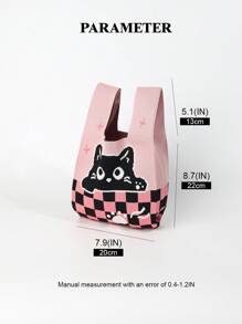 1 Piece Pink Cat Cartoon Animal Crochet Embroidery Breathable Lightweight Foldable Portable For Holding Mobile Phone Umbrella Cosmetics Books Open Casual Cute Women's Handbag Crochet Phone Bag Suitable For Daily Wear, Holidays, Commuting, Shopping, Photography, Traveling, Camping, Hiking, Returning To School, Vacations, Schoolgirls, Girls, Ladies, Suitable For All Seasons Bag Mother's Gift