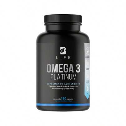  Omega 3 Platinum | 180 Cápsulas | 1000 mg De Aceite De Anchoa Salvaje | Sin Metales Pesados | B Life.