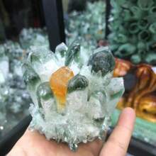 350g+New Find Green Phantom Quartz Crystal Cluster Mineral Specimen ,Hand Carving,Healing Home Decor,Energy Crystal Gift 1PC;Random Delivery - Multicolor - View 4