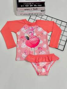 Long Sleeve Bikini + Panties UV Protection Kids Beachwear Beach Cover Up Baby Toddler Girl Mini Diva Blogger Model Summer Pool Photo Swimwear Swimming Costume