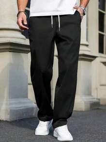 Męskie spodnie casualowe z prostymi nogawkami do pracy w biurze