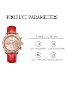 New Fashion Leisure Multi-Dial Quartz Watch With Leather Band - Multicolor - View 5