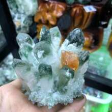 350g+New Find Green Phantom Quartz Crystal Cluster Mineral Specimen ,Hand Carving,Healing Home Decor,Energy Crystal Gift 1PC;Random Delivery - Multicolor - View 10