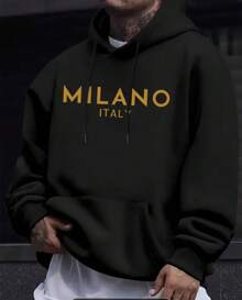 Milano Men's Sweatshirt Cold Weather Blouse Cotton Flannel Coat Winter - 黑色 - 查看 2