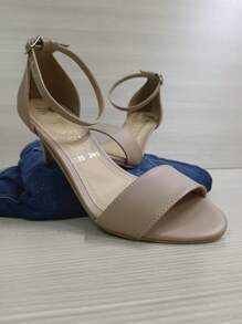 Sandalia de tacon Alto 6 cm Para ocaciones formales - Beis - Ver 5