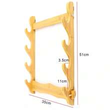 Aohuada 4 Tiers Wall Mounted Samurai Sword Holder Katana Stand Flute Display Stand RackRoom Decor - Wood - View 2