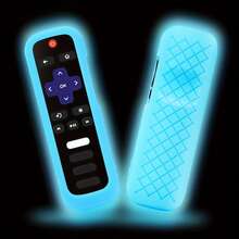 1 Roku TV Remote Control Protective Case, Luminous Silicone Cover, Compatible With  Hisense Roku TV Streaming Stick 4K And 4K+ Voice Remote Control, Universal Anti-Drop Battery Cover, 2022 Model, Battery Not Included, No Charging Required - Luminous Blue - 查看 3