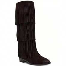 Steve Madden Women's Spur Fringe T Boots - Suede Coklat - View 2
