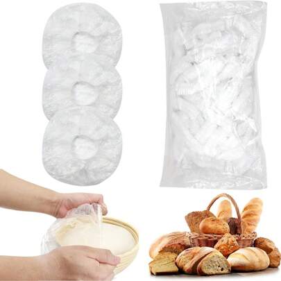 200 chiếc mũ tắm tái sử dụng để ủ bột bánh mì chua – 100 chiếc/ 50 chiếc/ 20 chiếc nắp bát nhựa đàn hồi để ủ bột, giỏ ủ bột Banneton, bảo quản thực phẩm & chuẩn bị nhà bếp
